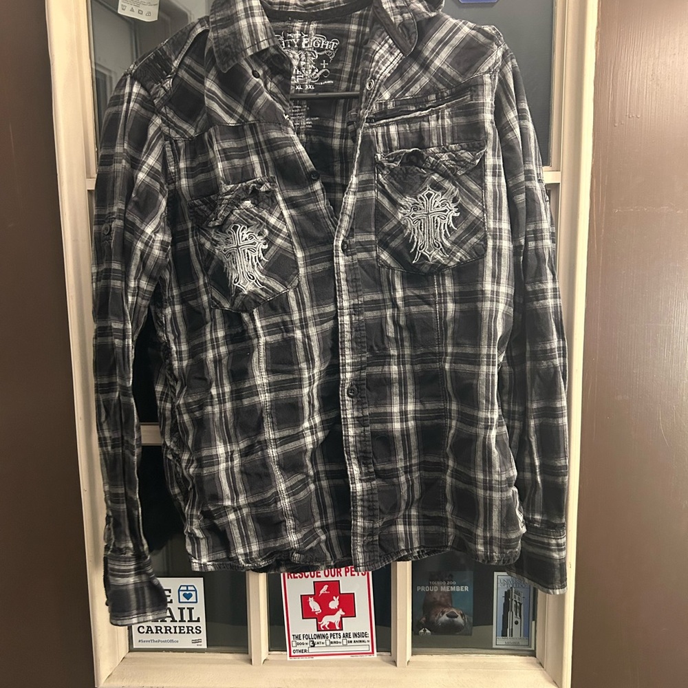 Eighty Eight Monochrome Plaid Shirt